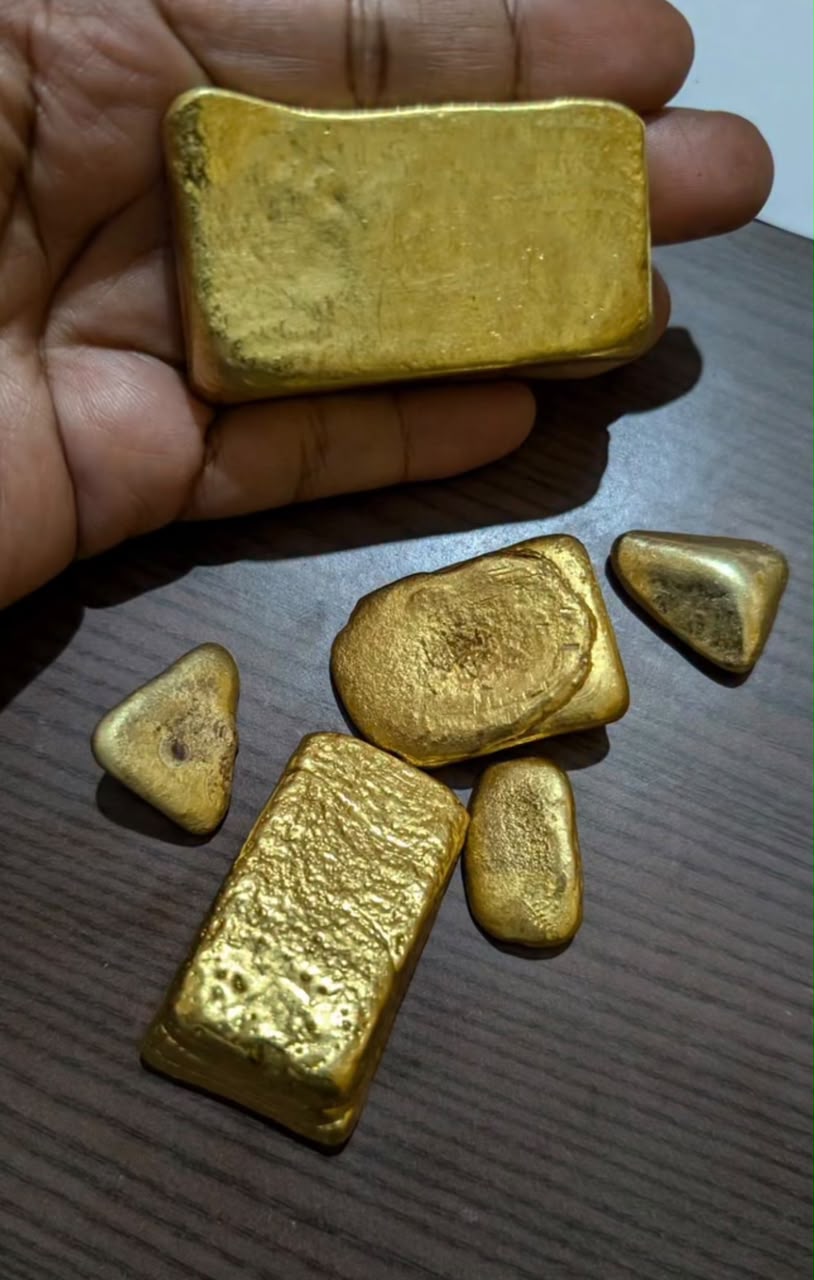 Gold bars and nuggets ready for inspection